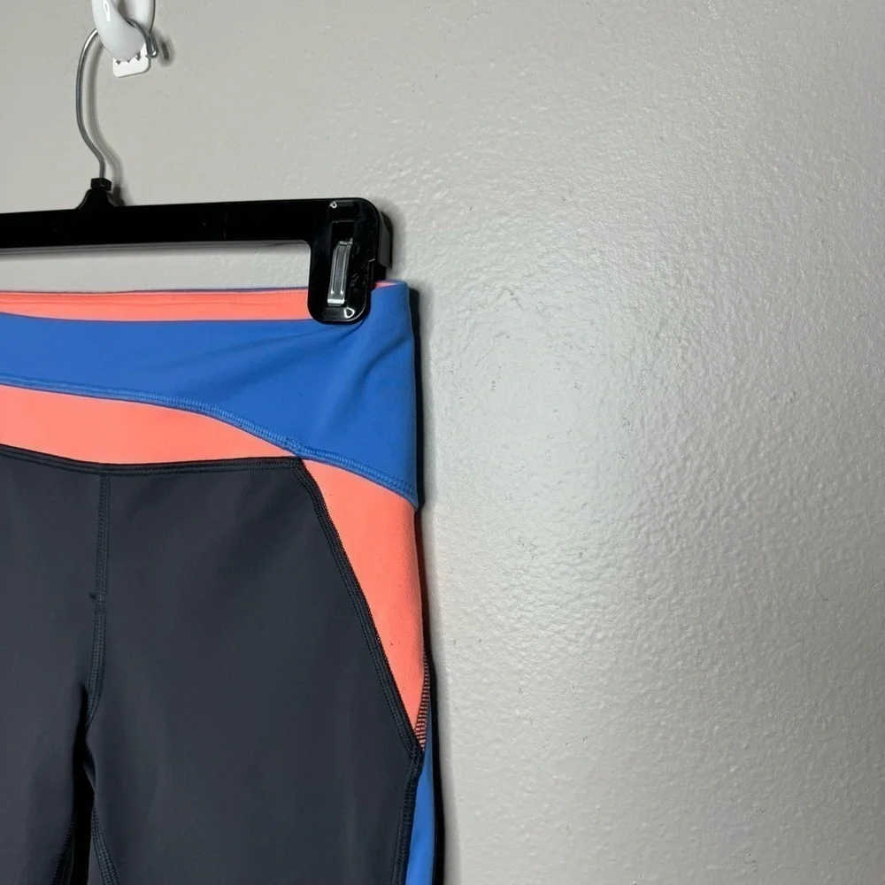 Ivivva by Lululemon Girls Leggings 12 Gray Blue Orange Colorblock Dance Gym